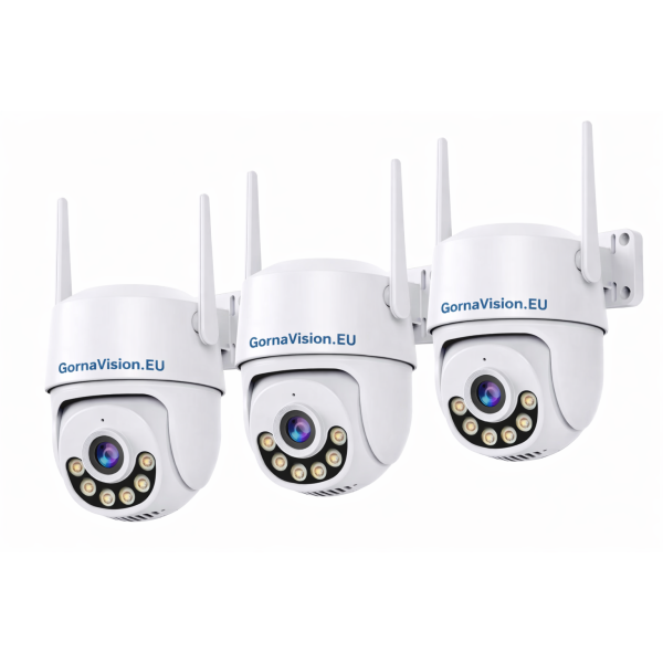 3 броя Външни Smart WiFi PTZ камера Видеонаблюдение 4MPX Серия GOLD