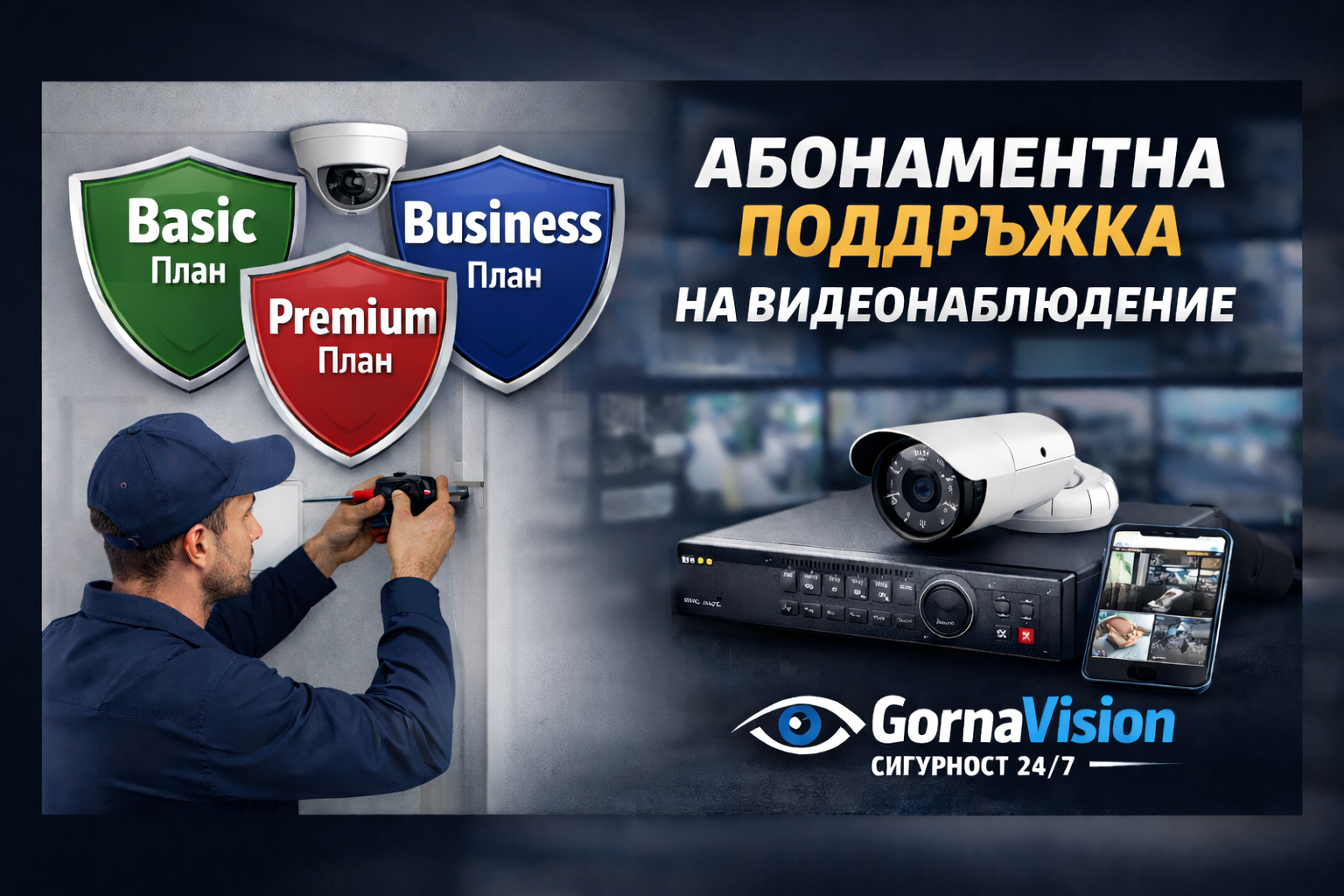 Абонаментна Поддръжка на Видеонаблюдение | Сервиз на Камери | GornaVision